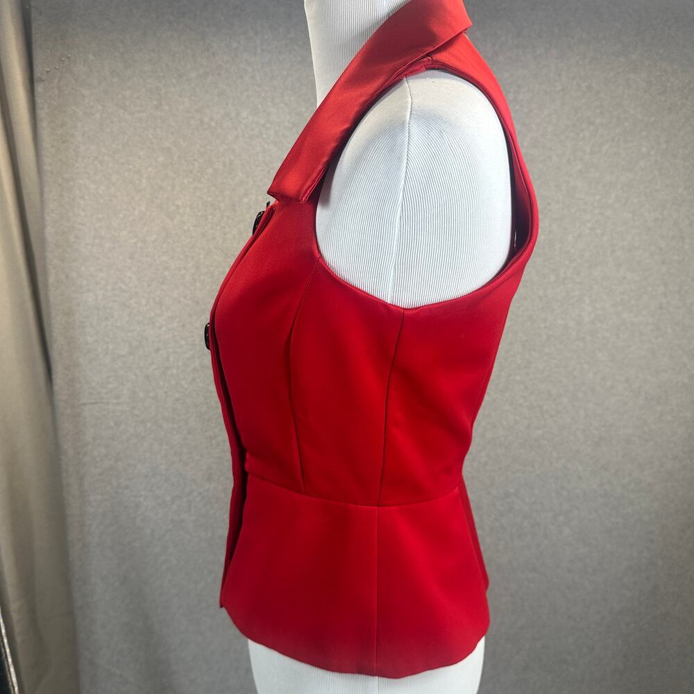 Lois Snyder Dani Max Vest Top Womens Size 6P Red Double Breasted Polyester - Picture 4 of 11